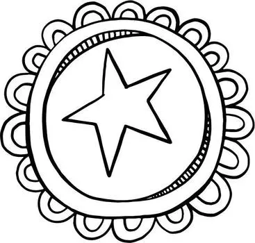Printtoo Doodle Star In Circle Design Круглый деревянный резиновый штамп Дневник Card-2 2 Inch коричневый