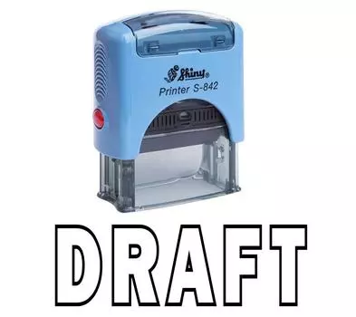 Printtoo DRAFT Самоклеящаяся резиновая печать на заказ Блестящая канцелярская печать Impression Area 14 mm x 38 mm чёрный