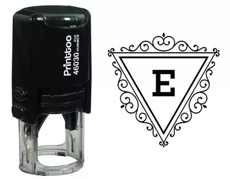 Printtoo E Alphabet Swirl Border Triangle Monogram Initial Self Inking Rubber Stamp Office 30 mm Diameter (Approx) чёрный