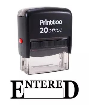 Printtoo ENTERED Self Inking Rubber Stamp Office Стационарный пользовательский штамп - черный 14 mm x 38 mm (Approx) чёрный
