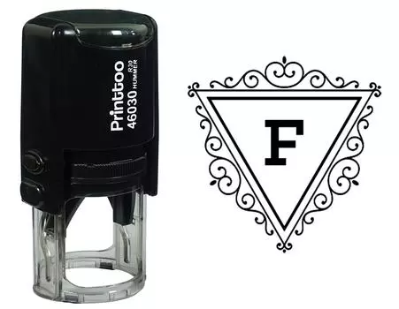 Printtoo F Алфавит Вихревой Граница Треугольник Вензель Начальная Самостоятельная Краска Резиновая Штамп Офис 30 mm Diameter (Approx) красный