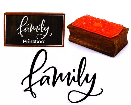 Printtoo Family Bold Text Прямоугольный деревянный блок резиновых штампов 2.5 x 0.634 Inches коричневый