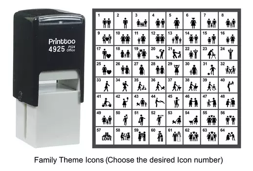 Printtoo Family Theme Icons Rubber Stamp Self Inking Stamper 24 mm Approx 10 mm - 12 mm (Impression-62) чёрный