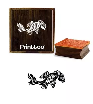 Printtoo Fish Design Square Brown Wooden Rubber Stamp Scrap-Book Book Block-2 x 2 2 x 2 Inches коричневый