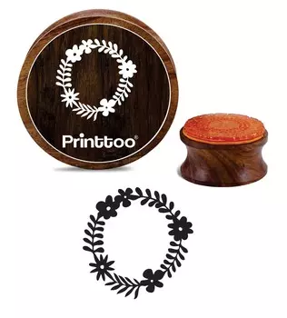 Printtoo Flower Wreath Brown Wooden Round Rubber Stamp Scrap-booking Craft-2 2 Inch Diameter коричневый