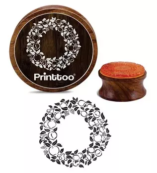 Printtoo Flower Wreath Round Rubber Stamp Scrap-booking Crafting Wooden Stamps-2 2 Inch Diameter коричневый