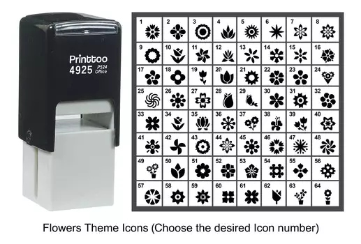 Printtoo Flowers Theme Icons Rubber Stamp Self Inking Stamper 24 mm Approx 24 mm (Impressions-49) чёрный