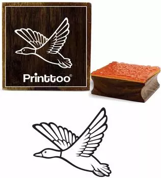 Printtoo Flying Duck Pattern Craft Textile Square Wooden Rubber Stamp Scrap-booking-2 x 2 2 x 2 Inches коричневый