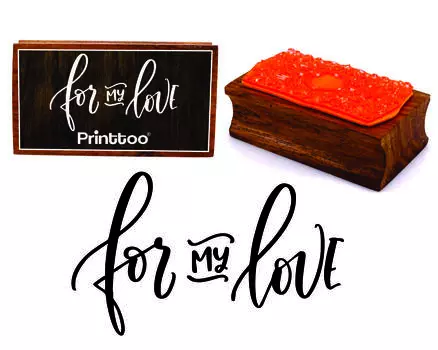 Printtoo For My Love Calligraphy Прямоугольный деревянный блок резиновых штампов 2.5 x 0.634 Inches коричневый