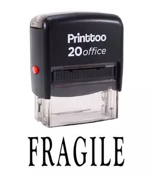 Printtoo FRAGILE Self Inking Rubber Stamp Office Стационарные на заказ 14 mm x 38 mm (Approx) чёрный