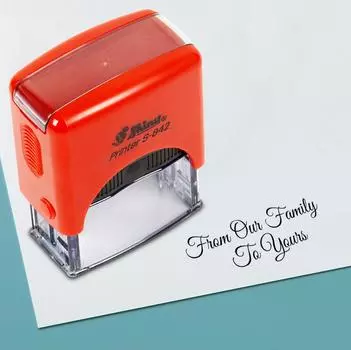 Printtoo From Our Family To Yours Self Inking Rubber Stamp Pre, Inked Office Stamp, Канцелярские товары для домашнего офиса, 38 x 14 мм, 38 x 14 mm фиолетовый