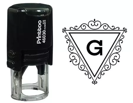 Printtoo G Алфавит Вихревой Граница Треугольник Монограмма Первоначальная Самостоятельная Чернильная Резиновая Штамп Офис 30 mm Diameter (Approx) красный