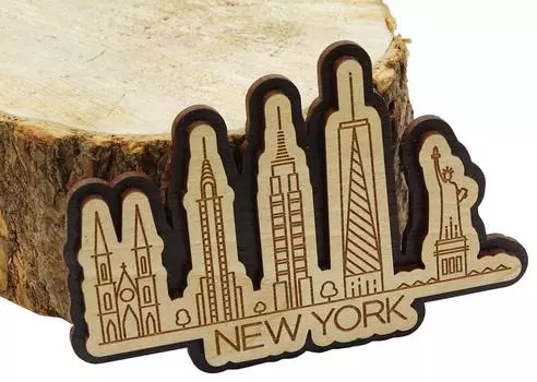 Printtoo Gift Collectibles Иллинойс сувенирный гравированный деревянный магнит на холодильник 2.5 x 4 Inches коричневый