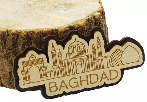 Printtoo гравированный деревянный Багдад Ирак памятники магнит на холодильник сувенир коллекционные предметы подарок 1.5 x 4 Inches коричневый