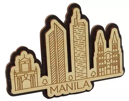 Printtoo гравированный деревянный сувенирный магнит на холодильник Филиппины подарочные предметы коллекционирования 3 x 4 Inches коричневый