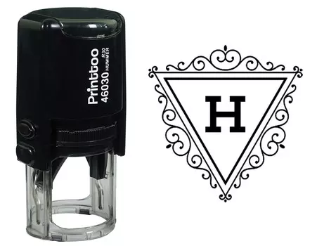 Printtoo H Алфавит Вихревой Граница Треугольник Вензель Начальная Самостоятельная Краска Резиновая Штамп Офис 30 mm Diameter (Approx) чёрный