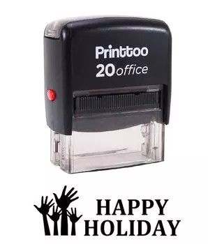 Printtoo HAPPY HOLIDAY Self Inking Rubber Stamp Office Stationary Custom 14 mm x 38 mm (Approx) красный