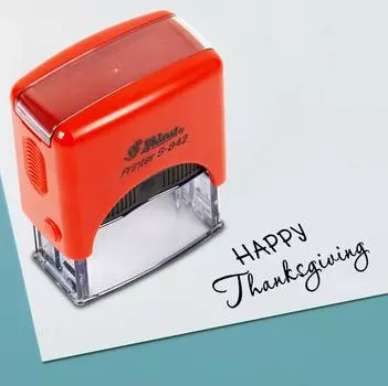 Printtoo Happy Thanksgiving Self Inking Rubber Stamp Pre, Inked Office Stamp, Канцелярские товары для домашнего офиса, 38 x 14 мм, 38 x 14 mm чёрный