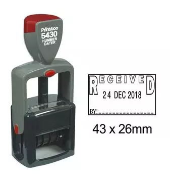 Printtoo Heavy Duty Dater Stamp с полученным текстом и пространством для подписи Самокрасящаяся резина с датой 43 mm x 26 mm.(Approx) чёрный