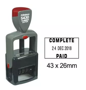 Printtoo Heavy Duty Dater Stamp с текстом, полностью оплаченным, с датой, наносимой на резину 43 mm x 26 mm.(Approx) чёрный