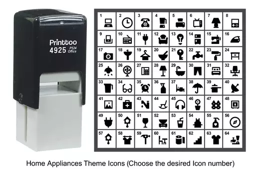 Printtoo Home Appliances Theme Icons Rubber Stamp Self Inking Stamper 24 mm Approx 20 mm - 24 mm (Impression-49) красный