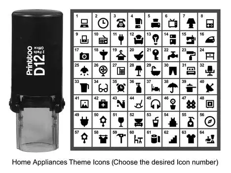 Printtoo Home Appliances Theme Круглый резиновый штамп с самоокрашивающейся краской 12 мм Approx 10 mm - 12 mm (Impression-34) красный