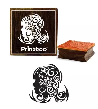 Printtoo Human Face Pattern Деревянный резиновый штамп Скрап-букинг Craft Square Stamp-2 x 2 2 x 2 Inches коричневый