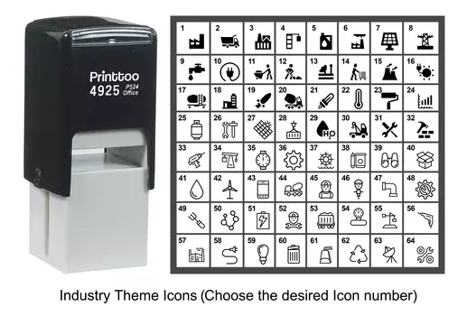 Printtoo Industry Theme Icons Rubber Stamp Self Inking Stamper 24 mm Approx 20 mm - 24 mm (Impressions-1) синий
