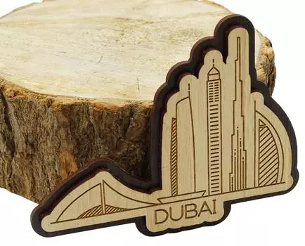 Printtoo Карта Дубая Сувенир Деревянный Гравированный Магнит на Холодильник Коллекционные Подарки 3 x 4 Inches коричневый