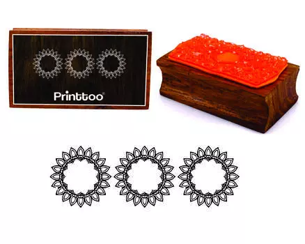 Printtoo Круглая цветочная рамка Дизайн Прямоугольный деревянный резиновый штамп Блок 2.5 x 0.634 Inches коричневый