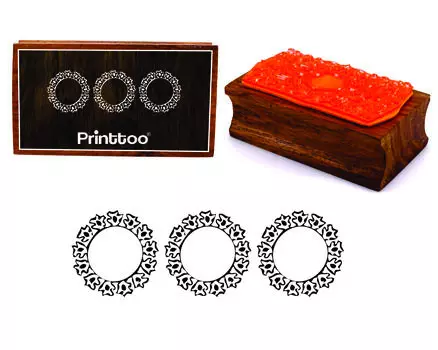 Printtoo Круглая цветочная рамка Прямоугольный деревянный резиновый штамп Блок 2.5 x 0.634 Inches коричневый