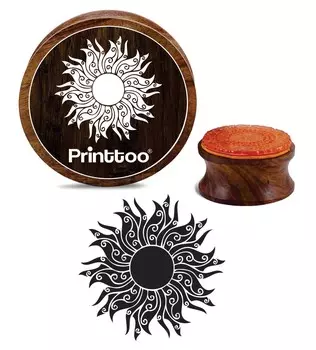 Printtoo Круглый цветочный узор мандалы Скрап-букинг Деревянный резиновый штамп Изготовление карточек Штампы-2 2 Inch коричневый