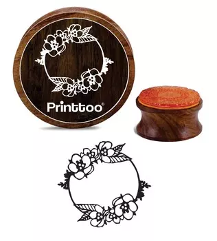 Printtoo Круглый цветочный венок Коричневый деревянный резиновый штамп Ремесло Scrap-booking-2 2 Inch Diameter коричневый