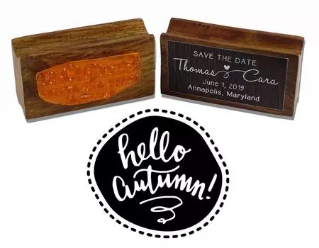 Printtoo Круглый Привет Осень Резиновый Штамп На Дереве Каллиграфия Плакат Штамп Идея Печати Конверта 50 mm Diameter (Approx) коричневый