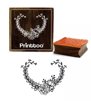 Printtoo Квадратный цветочный узор Коричневый деревянный резиновый штамп Крафт Scrap-booking-2 x 2 2 x 2 Inches коричневый