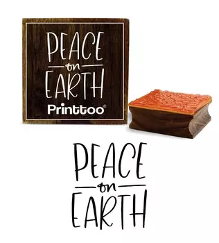 Printtoo Квадратный деревянный резиновый штамп Peace On Earth Diary Card Print Block-2 x 2 2 x 2 Inches коричневый