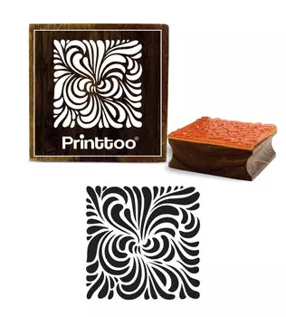 Printtoo Квадратный деревянный резиновый штамп Спиральный узор Изготовление текстильных штампов-2 x 2 2 x 2 Inches коричневый