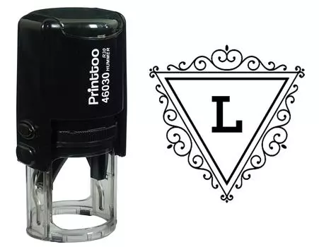 Printtoo L Алфавит Вихревой Граница Треугольник Монограмма Начальная Самостоятельная Краска Резиновая Штамп Офис 30 mm Diameter (Approx) чёрный