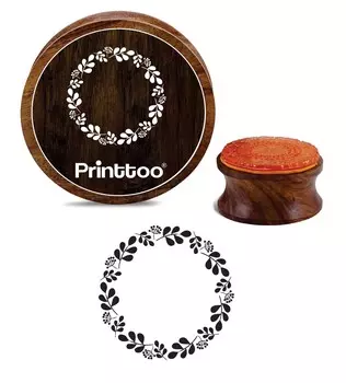 Printtoo Leaf Wreath Круглый деревянный резиновый штамп Изготовление Scrap-booking Stamps-2 2 Inch Diameter коричневый