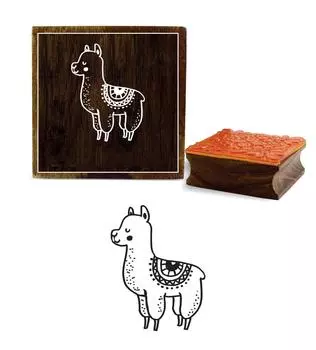 Printtoo Llama Animal Design Квадратный деревянный резиновый штамп Блок-бронирование-3 x 3 2 x 2 Inches коричневый