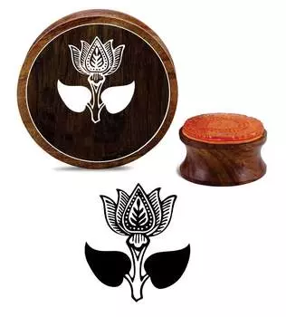 Printtoo Lotus Flower Design Деревянный резиновый штамп Скрап-букинг Коричневый круглый блок-2 2 Inch Diameter коричневый