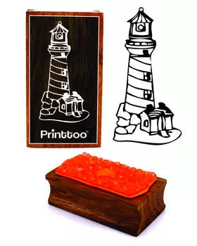 Printtoo Маяк Клипарт Прямоугольный деревянный блок резиновых штампов 2.5 x 0.634 Inches коричневый