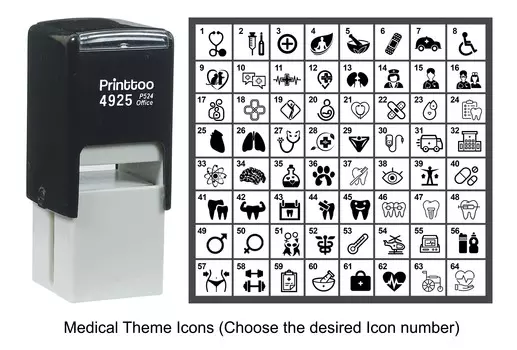 Printtoo Medical Theme Icons Rubber Stamp Self Inking Stamper 24 mm Approx 20 mm - 24 mm (Impressions-53) синий