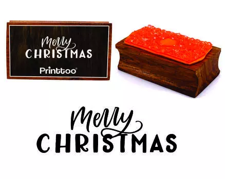 Printtoo Merry Christmas Bold Text Прямоугольный деревянный резиновый блок штампов 2.5 x 0.634 Inches коричневый