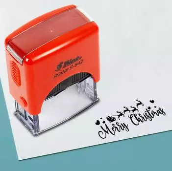 Printtoo Merry Christmas Self Inking Rubber Stamp Pre, Inked Office Stamp, Канцелярские товары для домашнего офиса, 38 x 14 мм, 38 x 14 mm красный