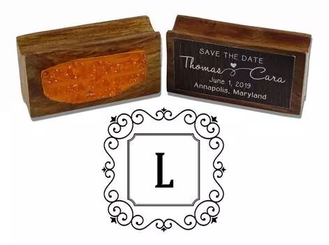 Printtoo Monogram Letter Square Swirl Border L Odd Mounted Rubber Stamp Office