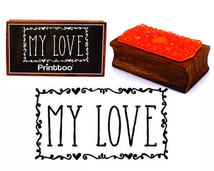 Printtoo My Love Calligraphy Прямоугольный деревянный блок резиновых штампов 2.5 x 0.634 Inches коричневый