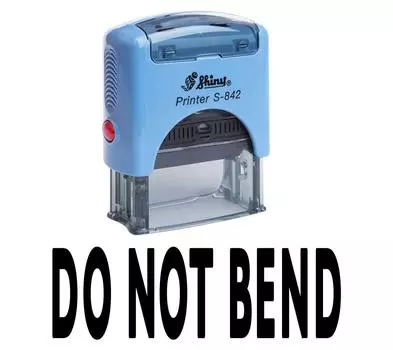 Printtoo НЕ СГИБАЙТЕ Самоклеящиеся резиновые штампы на заказ Блестящие канцелярские принадлежности для офиса Impression Area 14 mm x 38 mm чёрный