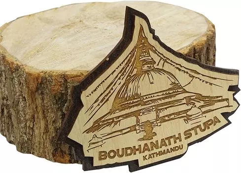 Printtoo Непал Деревянный гравированный магнит на холодильник Сувенир Подарочные Коллекционные Предметы 3 x 4 Inches (Approx) коричневый