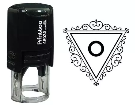 Printtoo O Алфавит Вихревой Граница Треугольник Монограмма Первоначальная Самостоятельная Краска Резиновая Штамп Офис 30 mm Diameter (Approx) чёрный